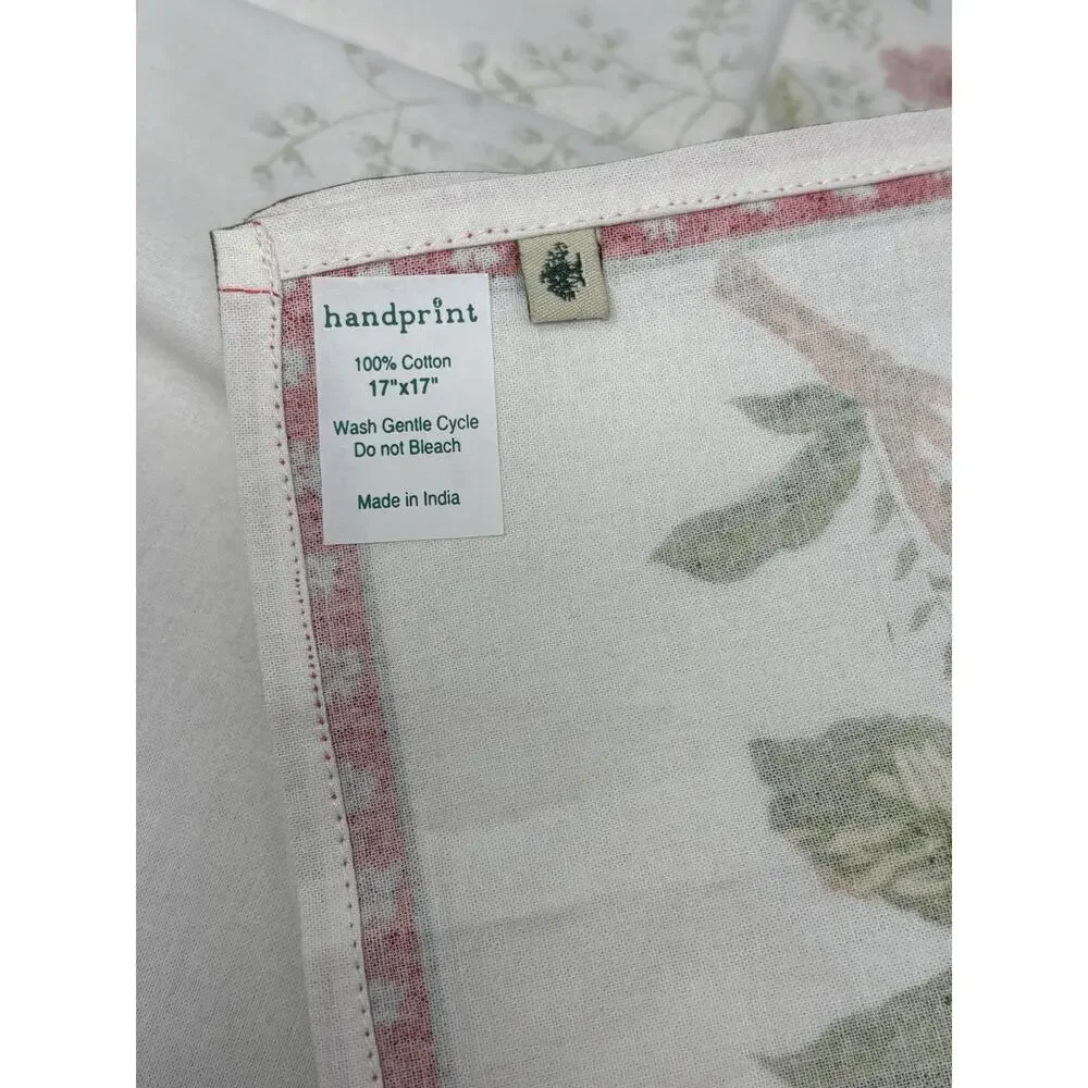 Red Floral Cloth‎ Dinner Napkins Set of 4 17x17 Cotton